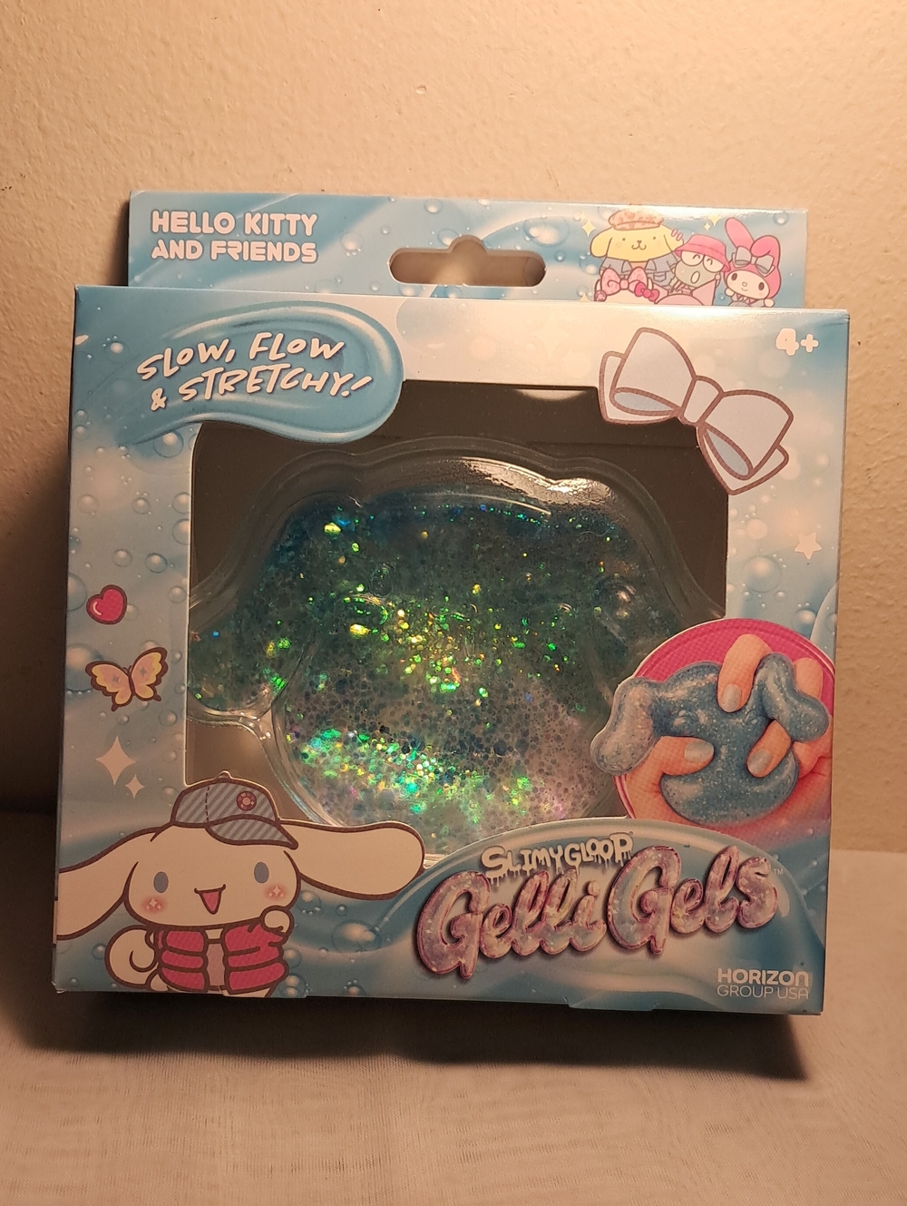 Hello Kitty Blue Glitter GellyGels Slow Flow Stretchy Toy